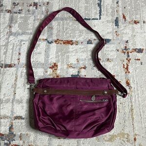 Baggallini Plum Nylon Crossbody with Brown Trim